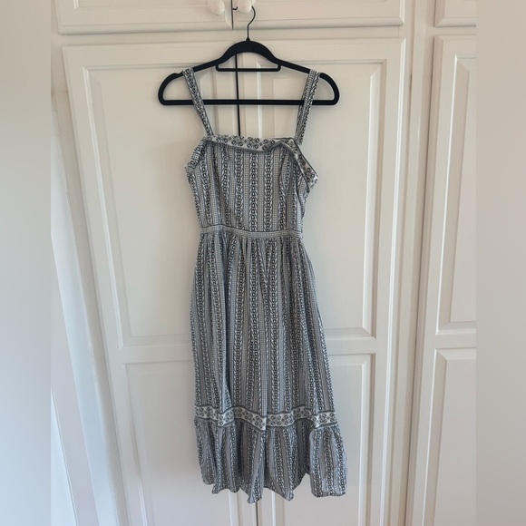 Elegant Black Blue & White Striped Dress - Picture 2 of 4